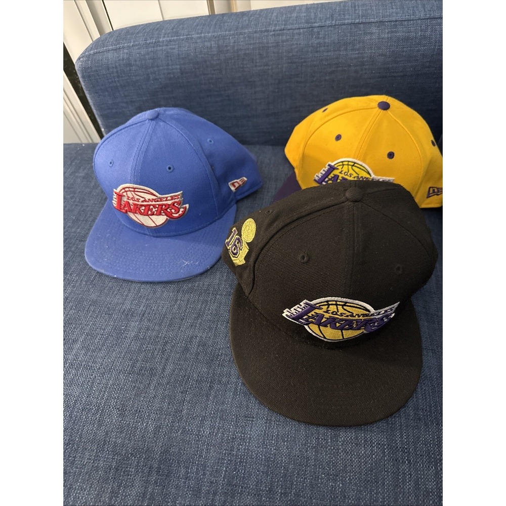 New Era 9Fifty Los Angeles Lakers Hat Adjustable & 7 3/8 Lot Of 3